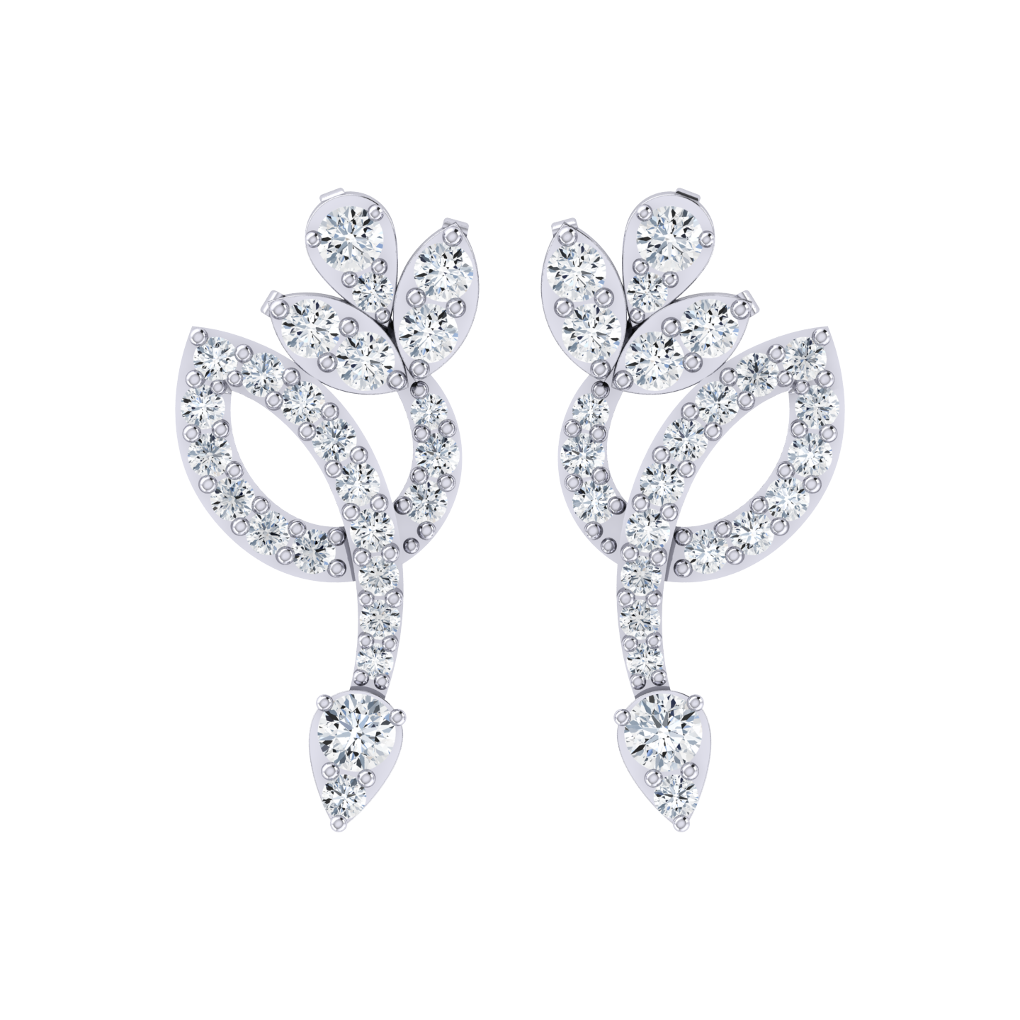 Floral Beauty White Gold Diamond Earrings [wg]