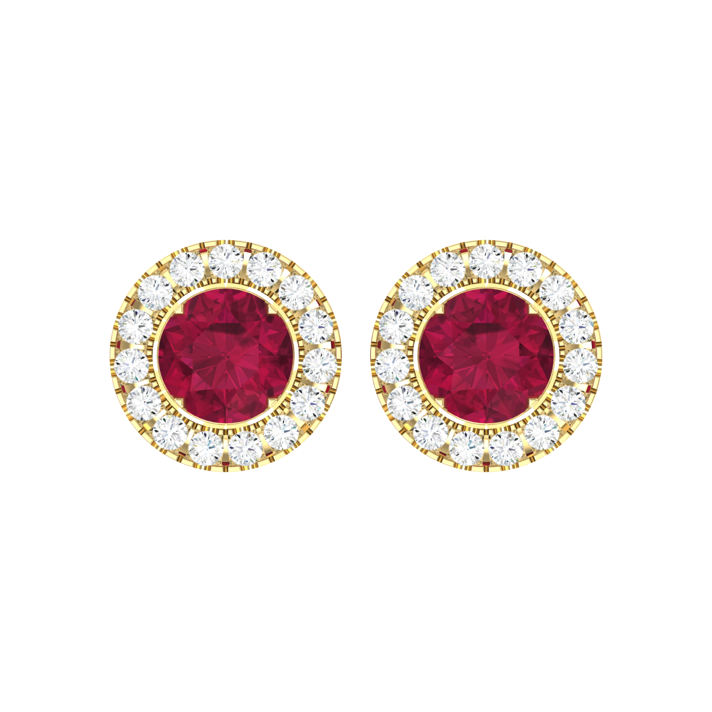Crimson Glow Yellow Gold Diamond Earrings [yg]