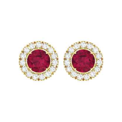 Crimson Glow Yellow Gold Diamond Earrings [yg]
