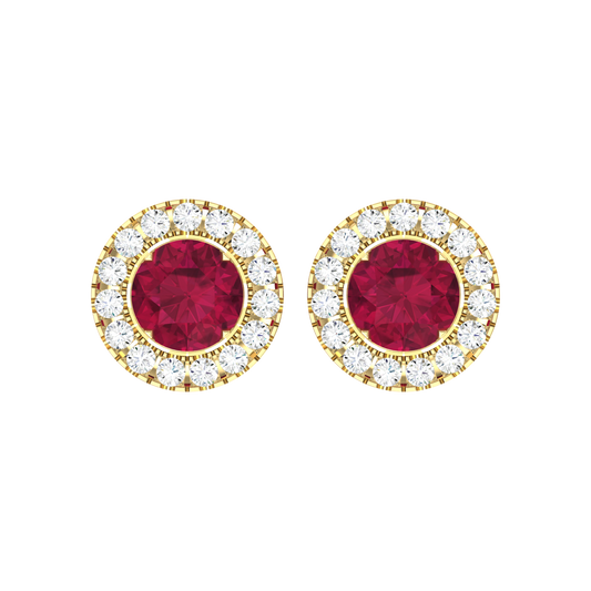 Crimson Glow Yellow Gold Diamond Earrings [yg]