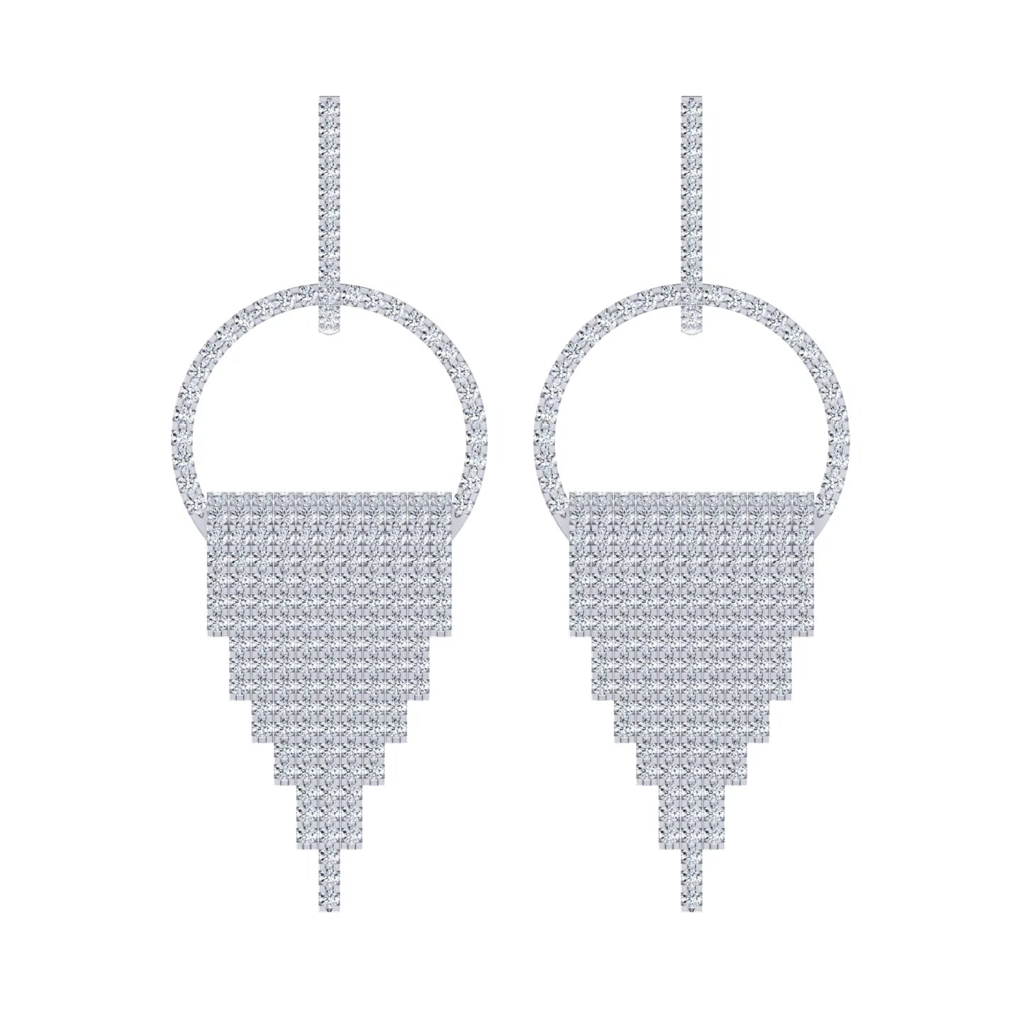 Luminous Frame White Gold Diamond Earrings [wg]