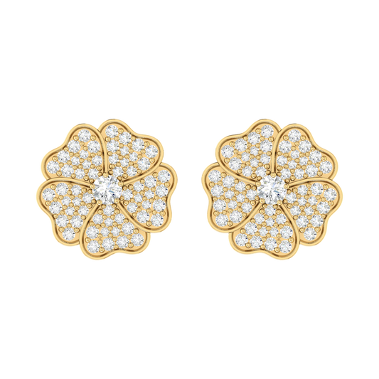 Crimson Bloom Yellow Gold Diamond Earrings [yg]