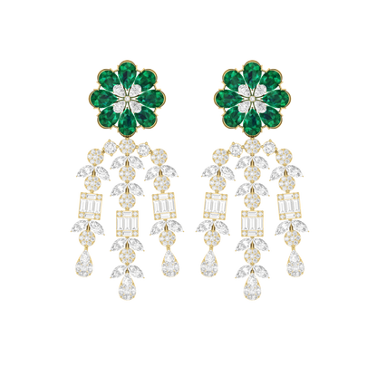Emerald Drape Yellow Gold Diamond Earrings [yg]