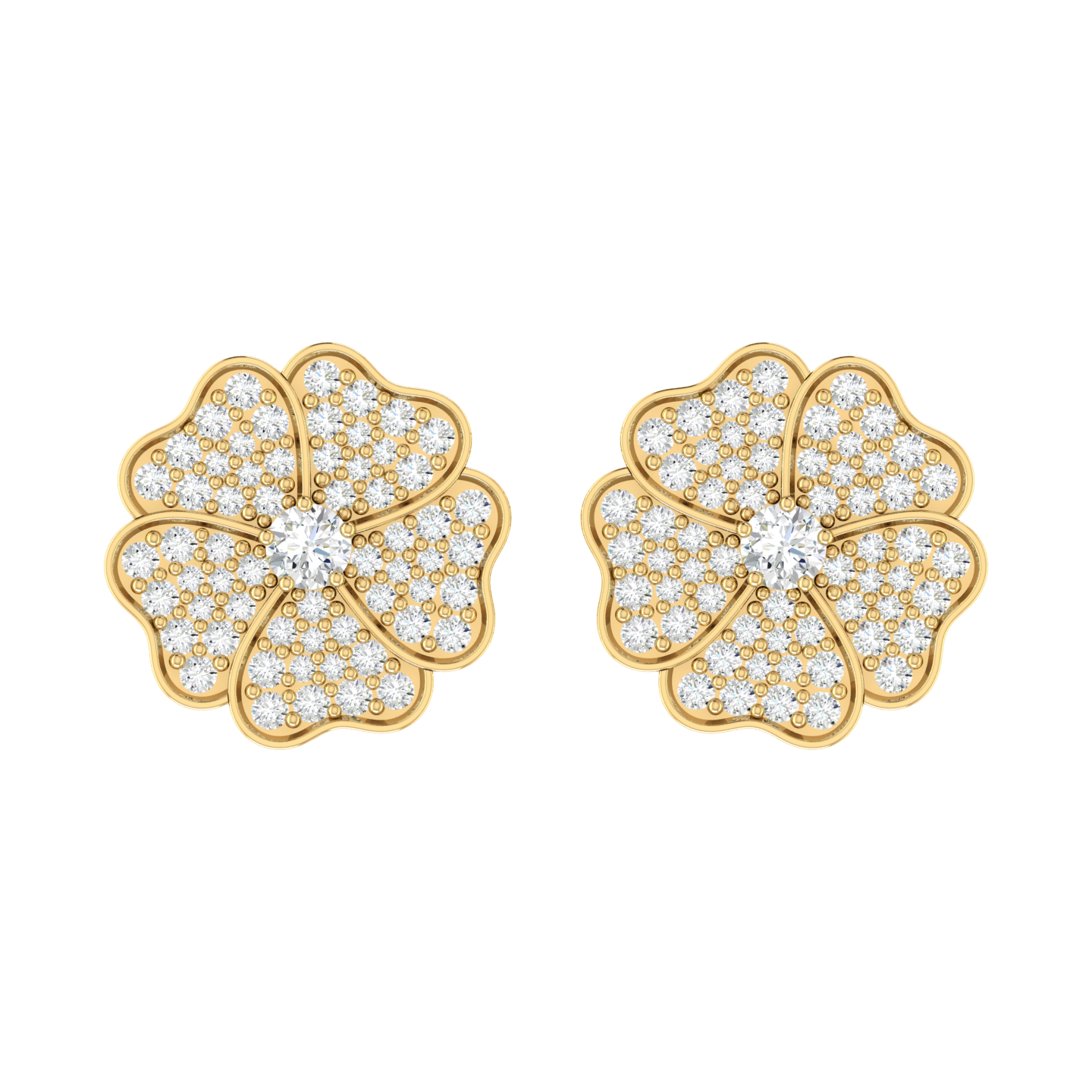 Crimson Bloom Yellow Gold Diamond Earrings [yg]