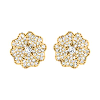 Crimson Bloom Yellow Gold Diamond Earrings [yg]