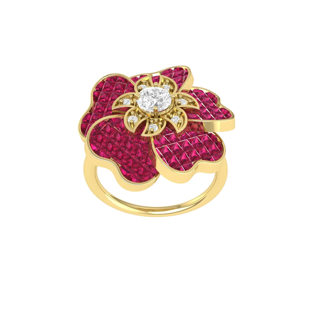 Yellow Gold Lab Grown Diamond - Bloom Halo