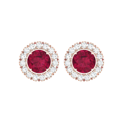 Crimson Glow Rose Gold Diamond Earrings [rg]