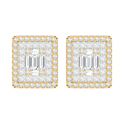 Radiant Square Yellow Gold Diamond Earrings [yg]