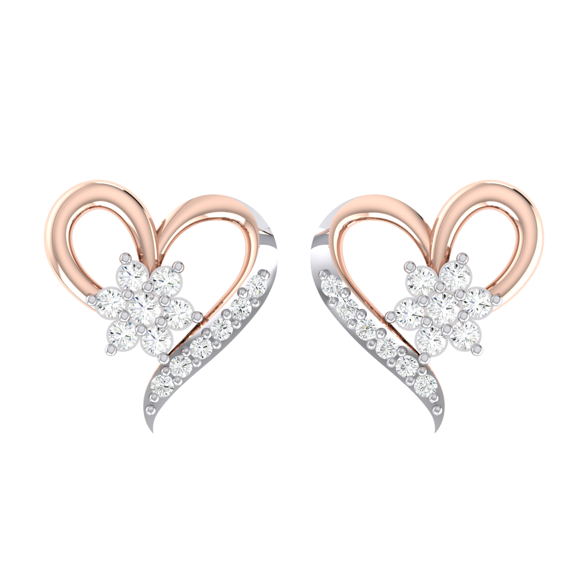 The Royalty Rose Gold Diamond Earrings [rg]