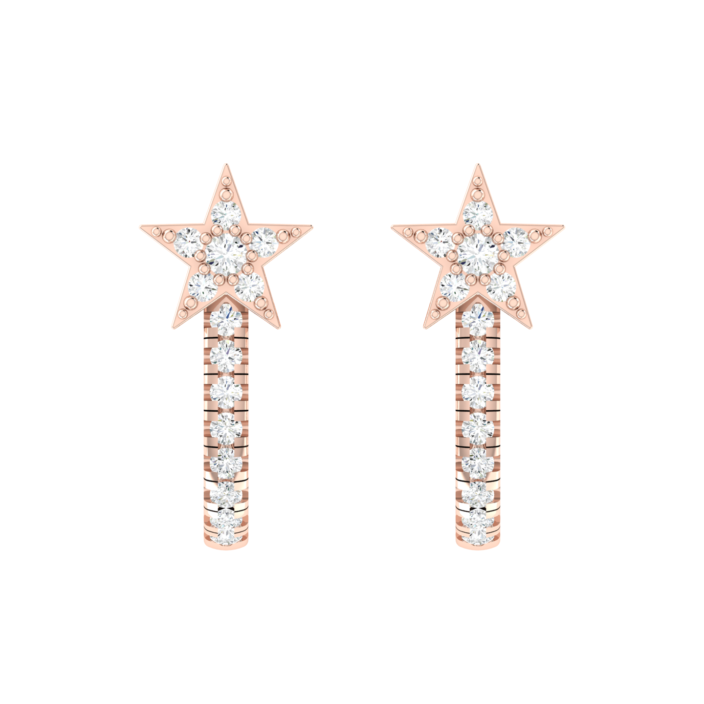 Brilliant Ray Rose Gold Diamond Earrings [rg]