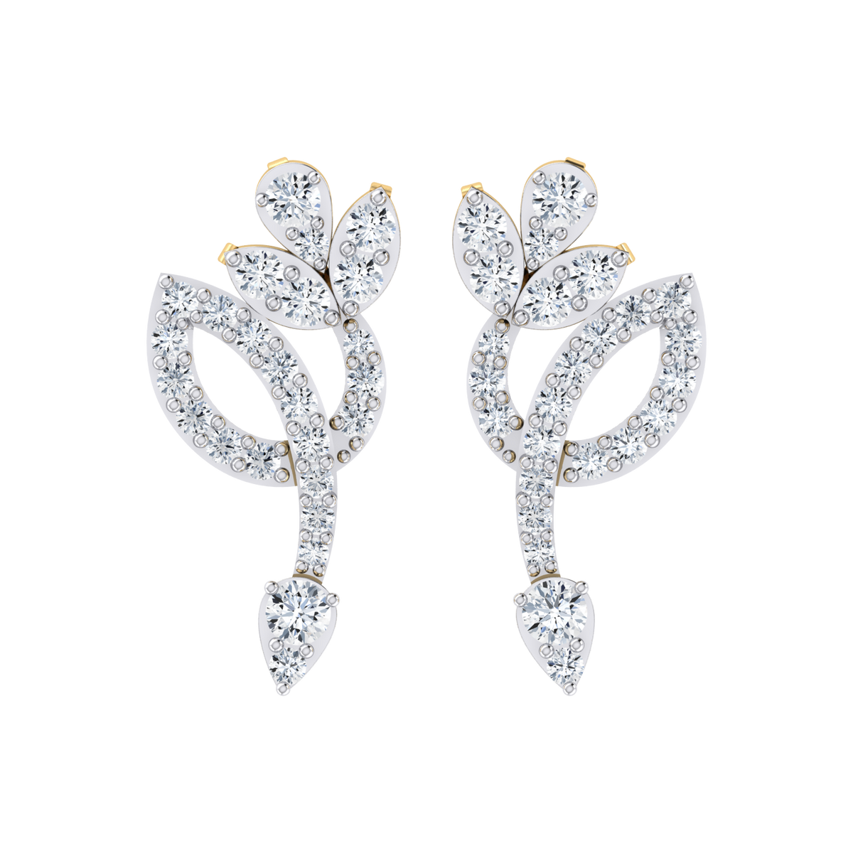Floral Beauty Yellow Gold Diamond Earrings [yg]