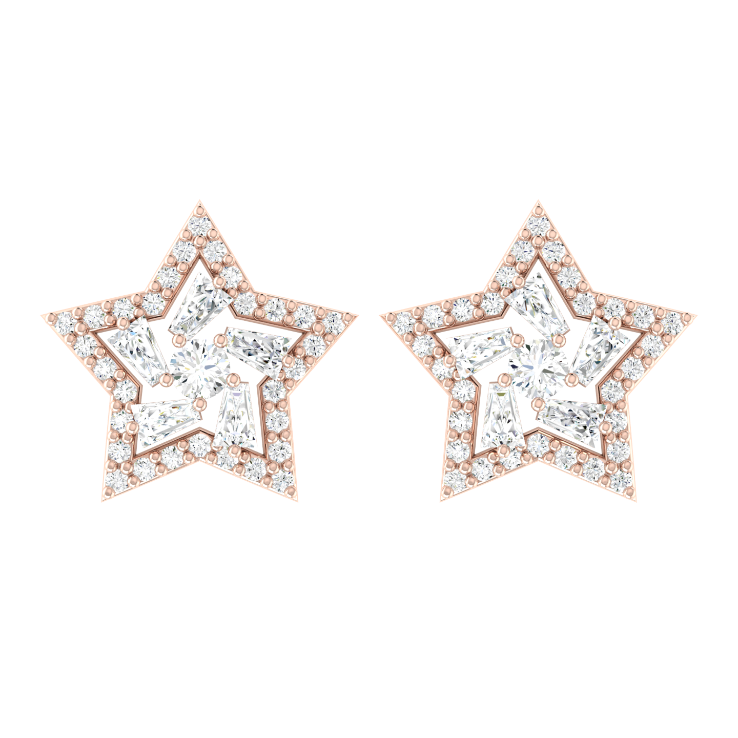 Celestial Charm Rose Gold Diamond Earrings [rg]
