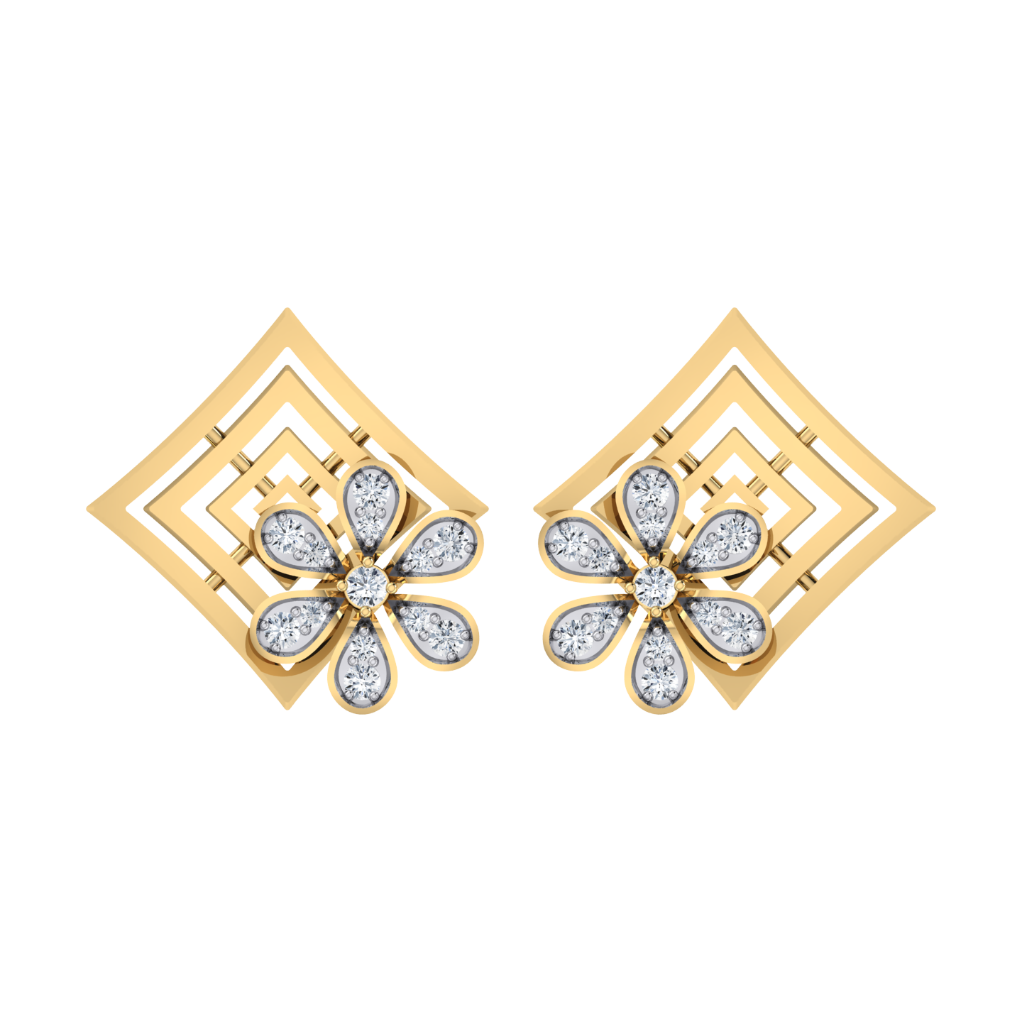 Sparkling Horizons Yellow Gold Diamond Earrings [yg]