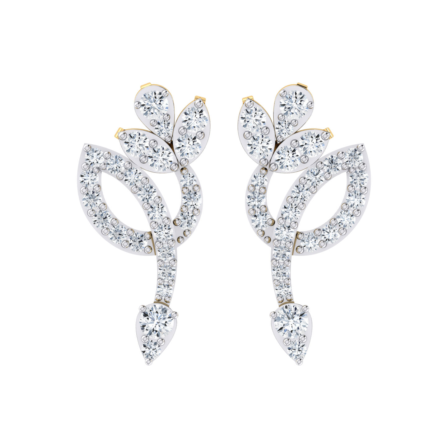 Floral Beauty Yellow Gold Diamond Earrings [yg]