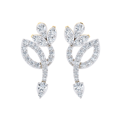 Floral Beauty Yellow Gold Diamond Earrings [yg]