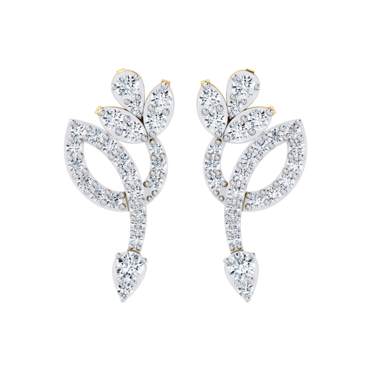 Floral Beauty Yellow Gold Diamond Earrings [yg]