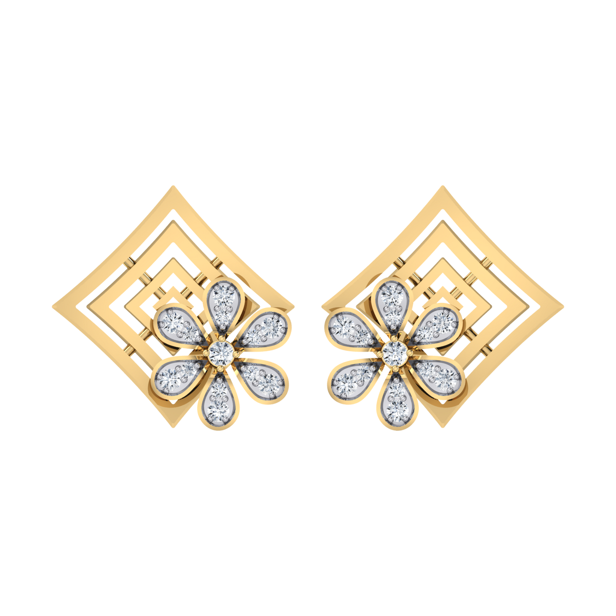 Sparkling Horizons Yellow Gold Diamond Earrings [yg]