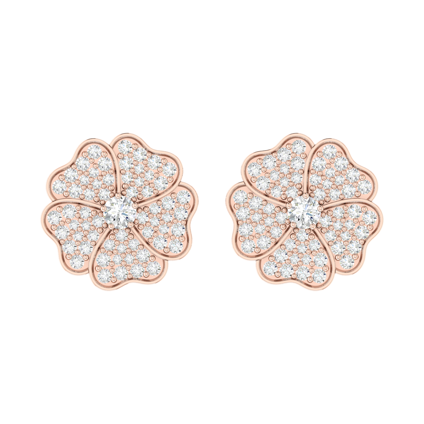 Crimson Bloom Rose Gold Diamond Earrings [rg]