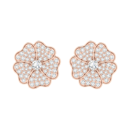 Crimson Bloom Rose Gold Diamond Earrings [rg]