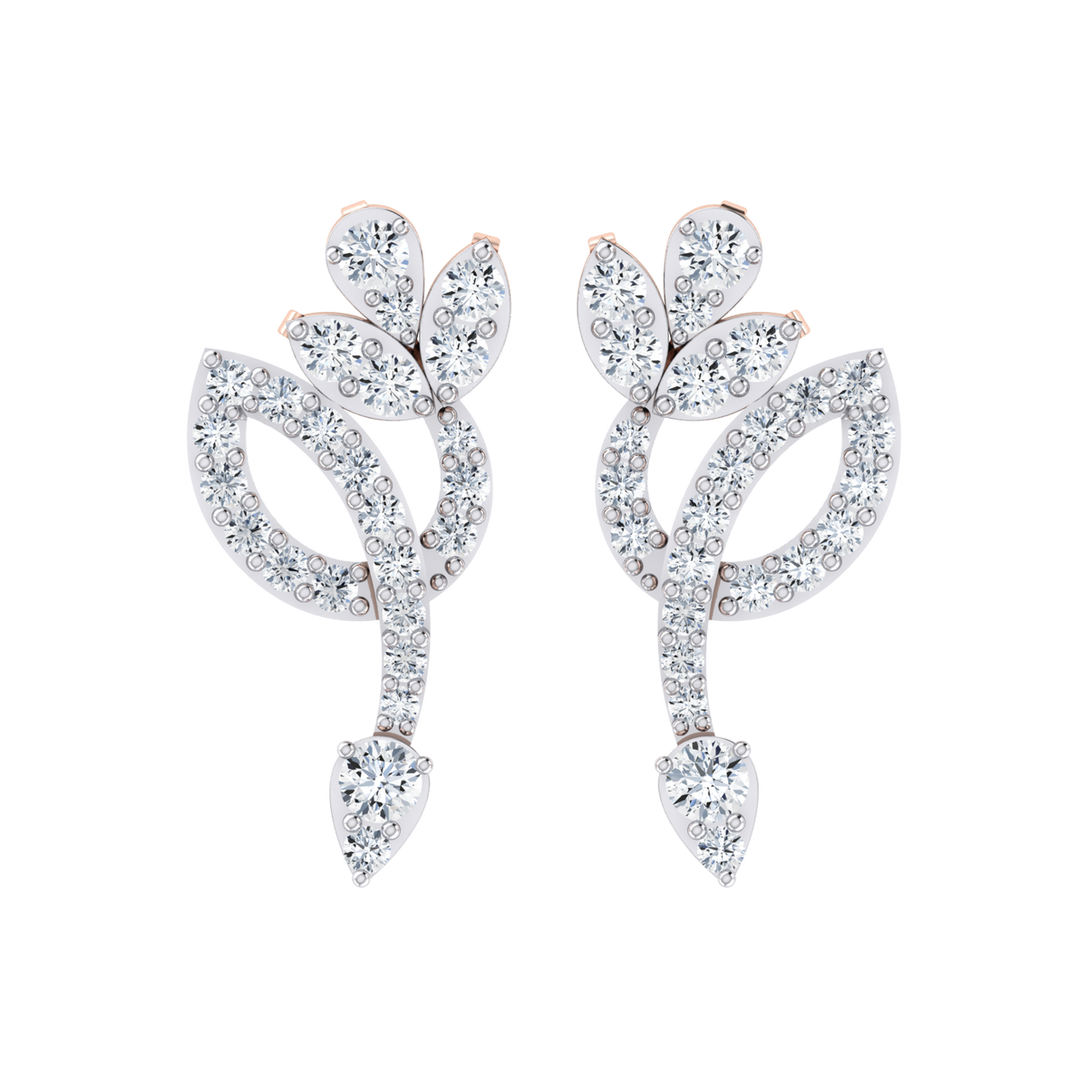 Floral Beauty Rose Gold Diamond Earrings [rg]