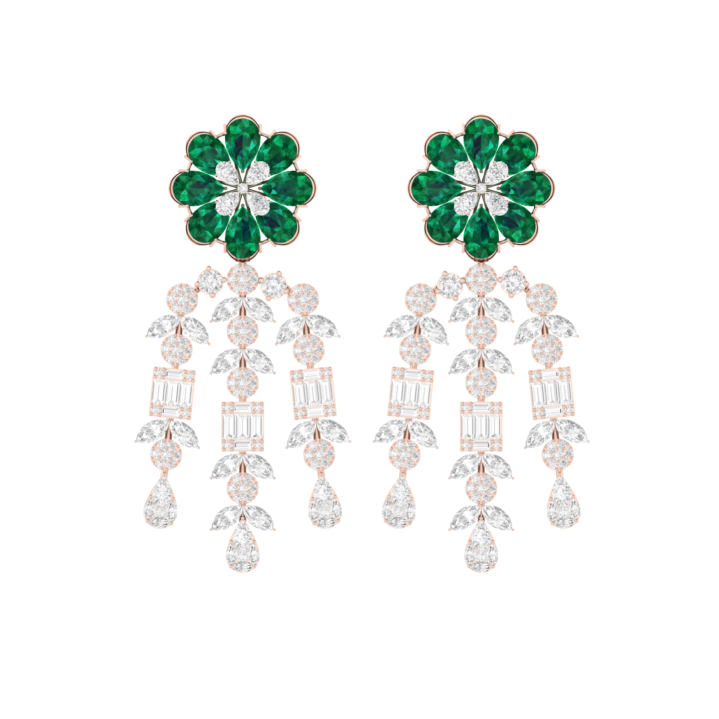 Emerald Drape Rose Gold Diamond Earrings [rg]