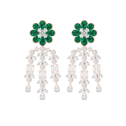 Emerald Drape Rose Gold Diamond Earrings [rg]