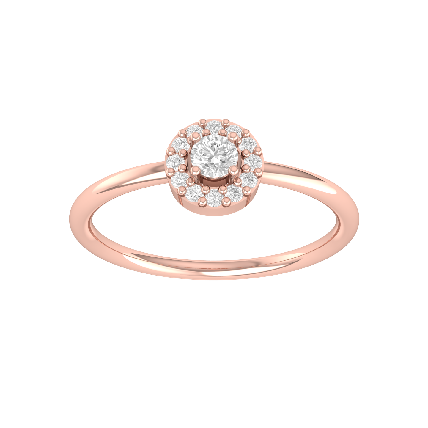Lustrous Halo Rose Gold Diamond Ring [rg]