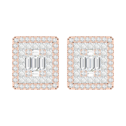Radiant Square Rose Gold Diamond Earrings [rg]