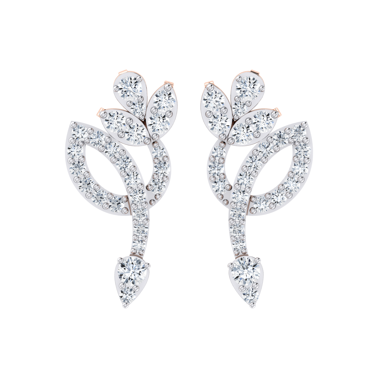 Floral Beauty Rose Gold Diamond Earrings [rg]