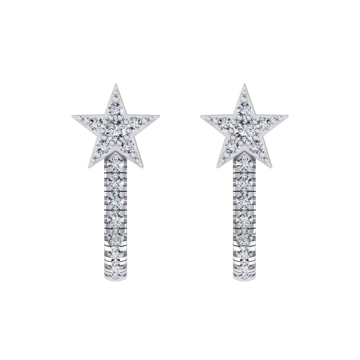 Brilliant Ray White Gold Diamond Earrings [wg]