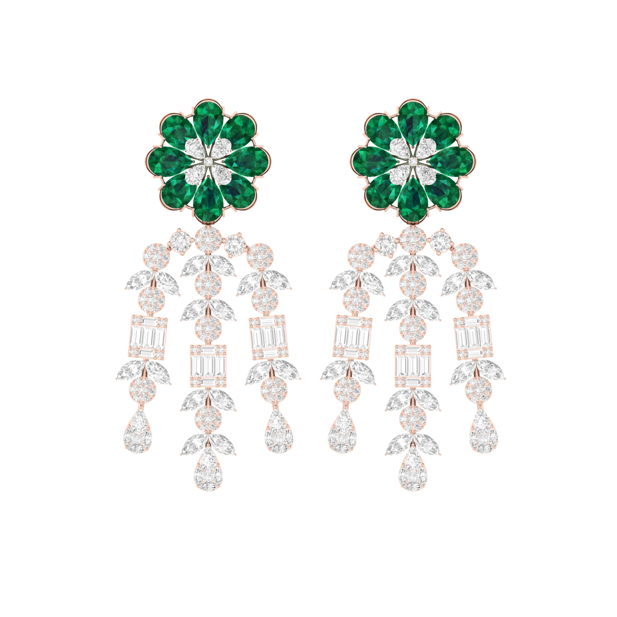 Emerald Drape Rose Gold Diamond Earrings [rg]