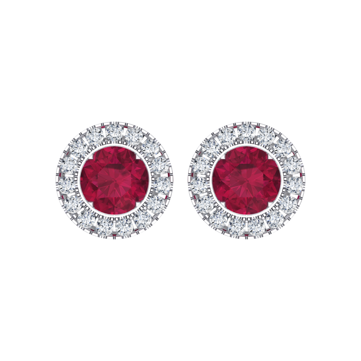 Crimson Glow White Gold Diamond Earrings [wg]