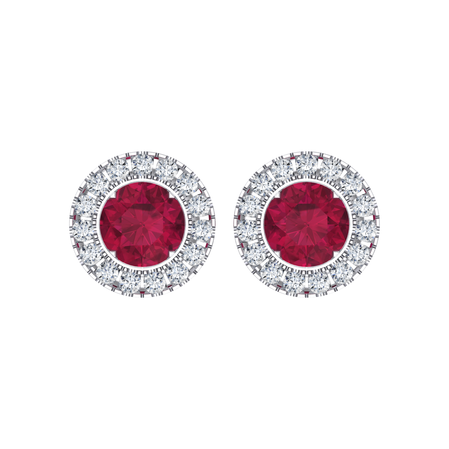 Crimson Glow White Gold Diamond Earrings [wg]