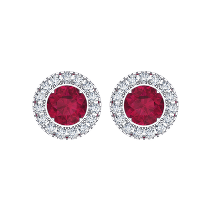Crimson Glow White Gold Diamond Earrings [wg]