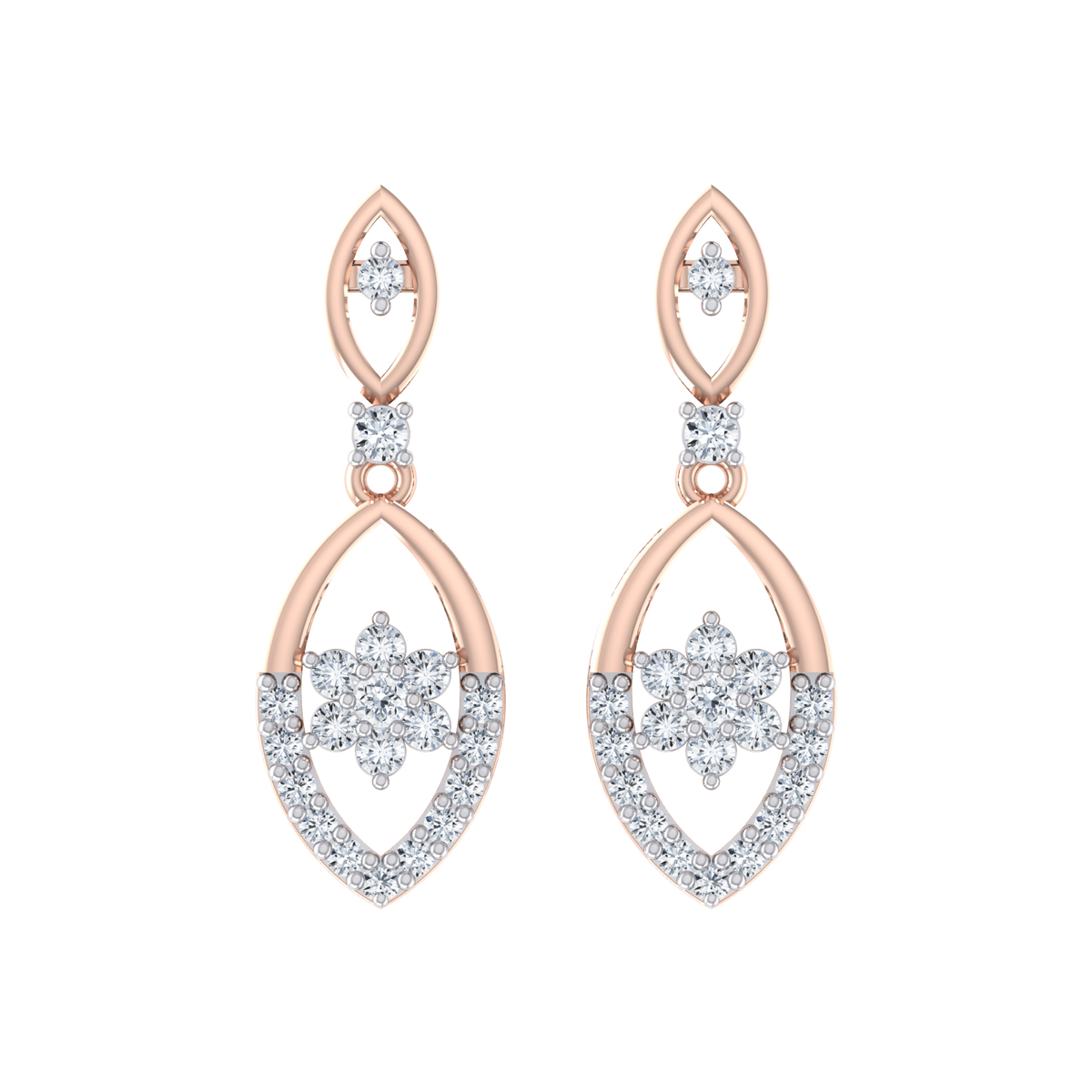 Sparkling Memory Rose Gold Diamond Earrings [rg]