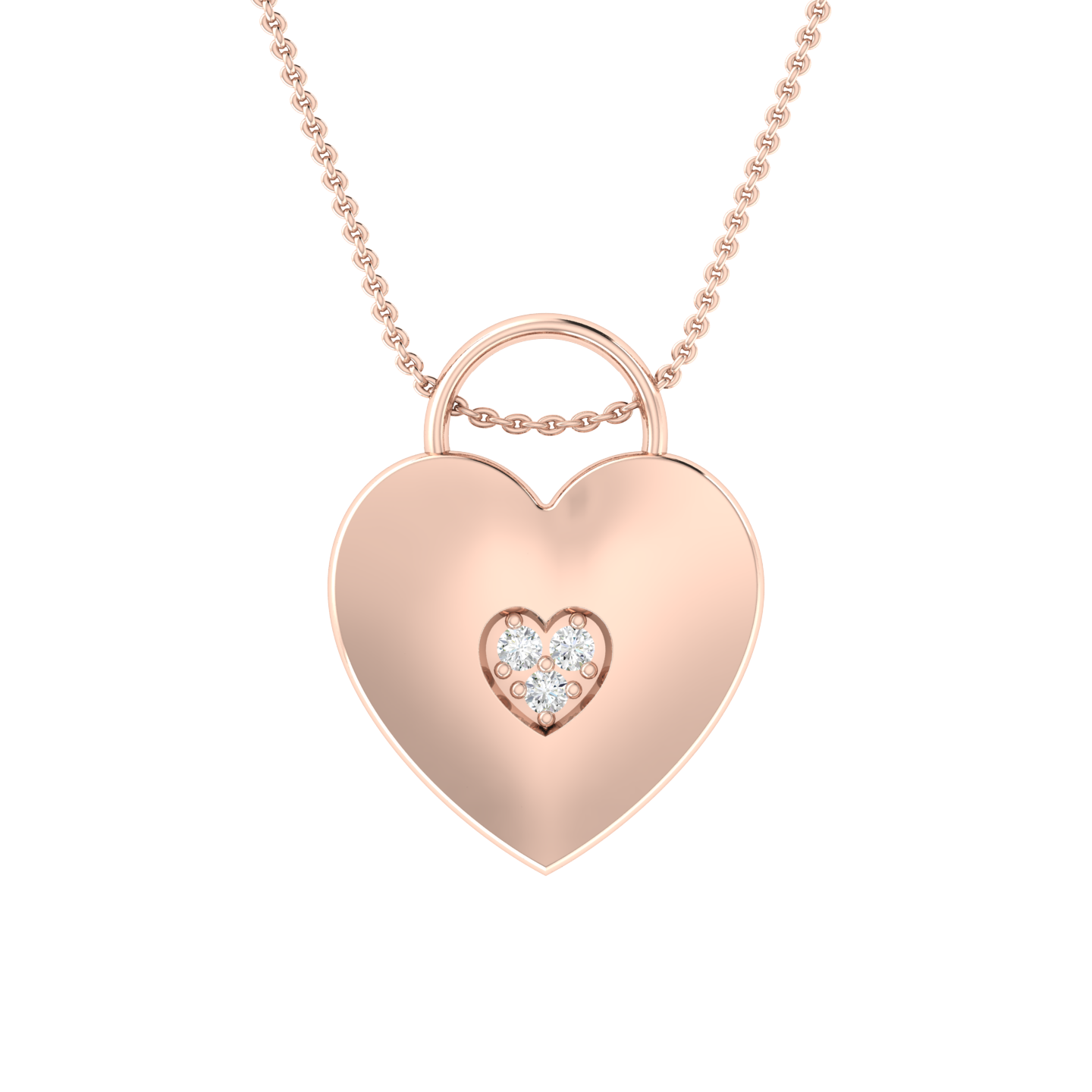Love Heart Rose Gold Diamond Pendant [rg]