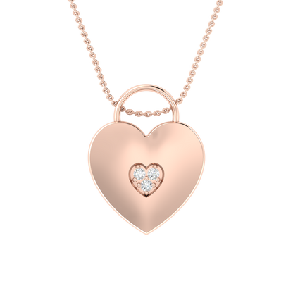 Love Heart Rose Gold Diamond Pendant [rg]