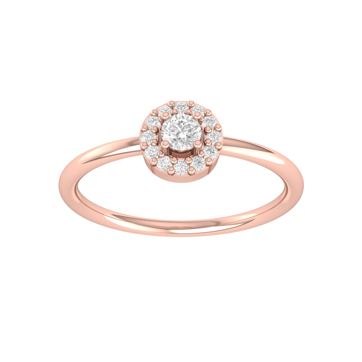 Lustrous Halo Rose Gold Diamond Ring [rg]