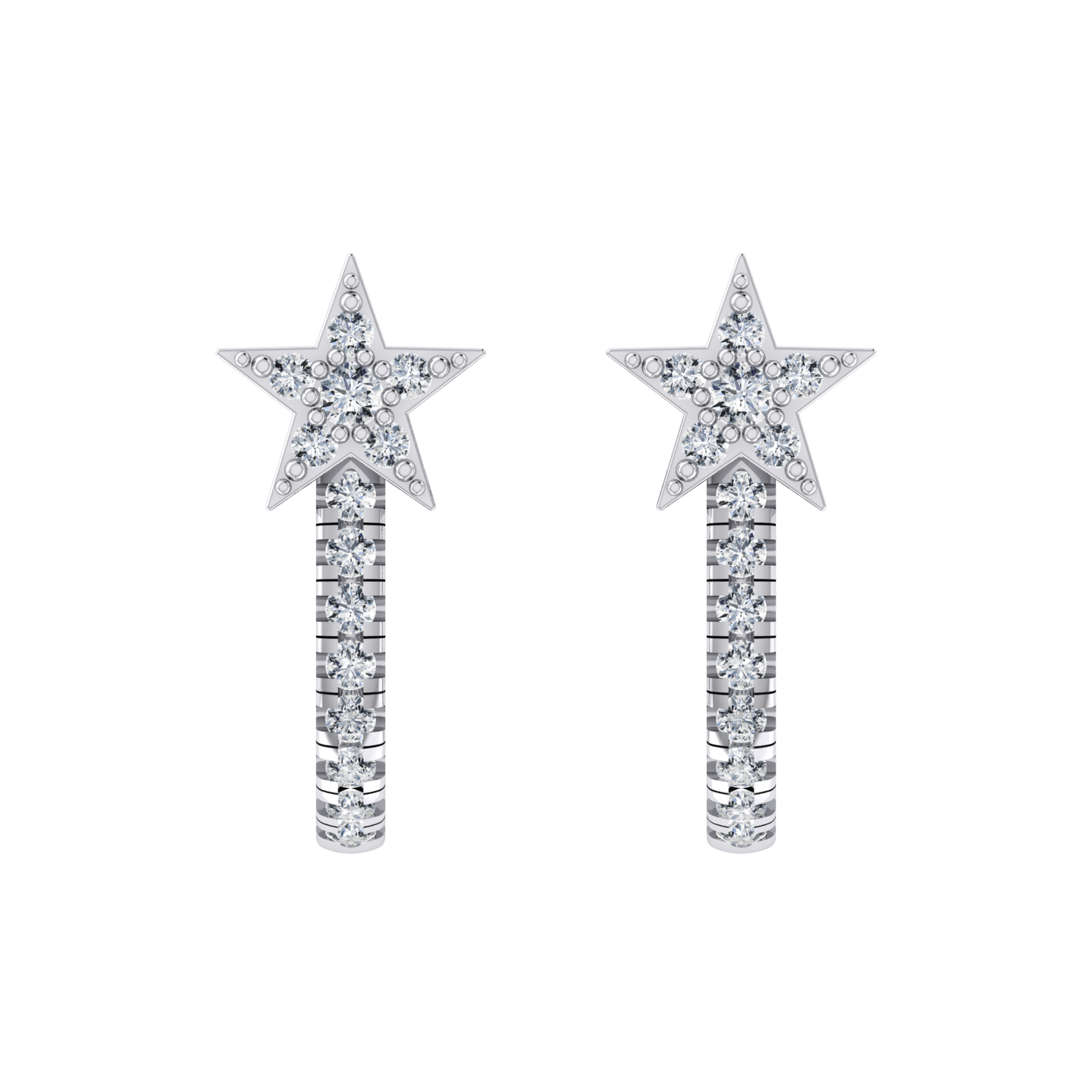 Brilliant Ray White Gold Diamond Earrings [wg]