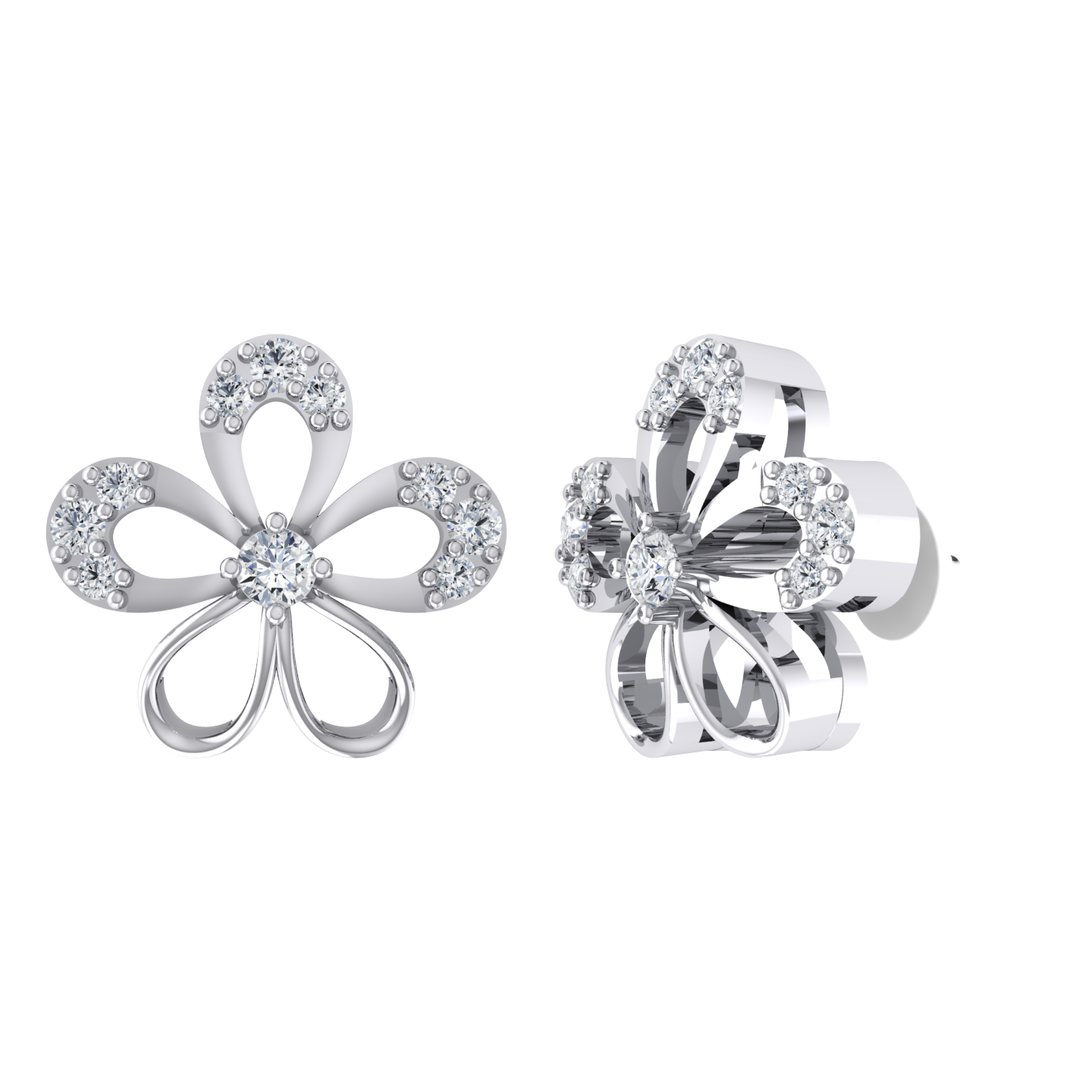 White Gold Diamond Earrings - Stellar Studs [wg]