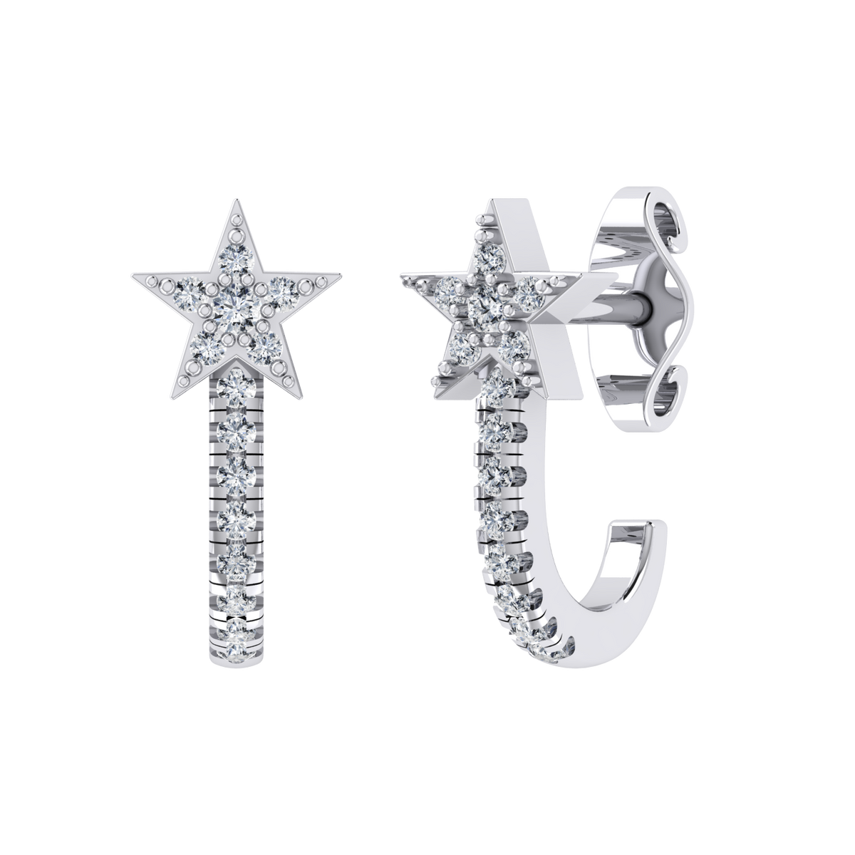 White Gold Diamond Earrings - Brilliant Ray [wg]