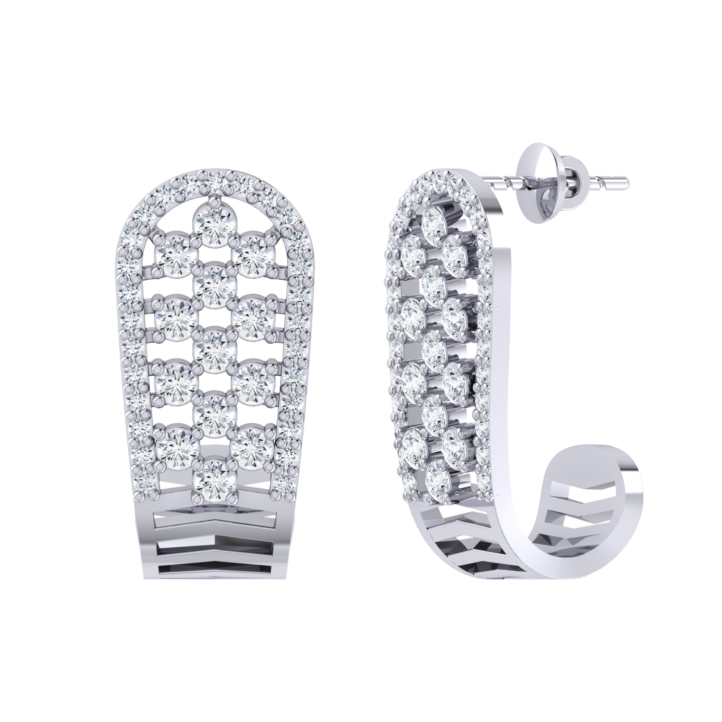 White Gold Diamond Earrings - Glittering Jewel [wg]