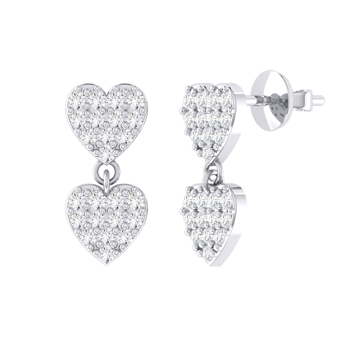 White Gold Diamond Earrings - Forever Heart [wg]