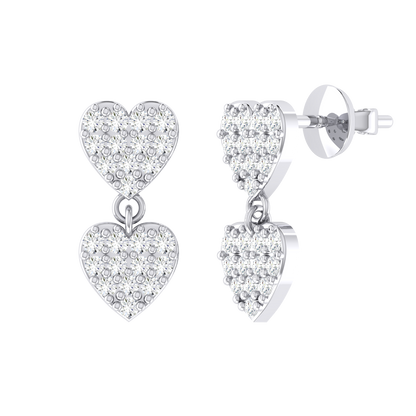 White Gold Diamond Earrings - Forever Heart [wg]