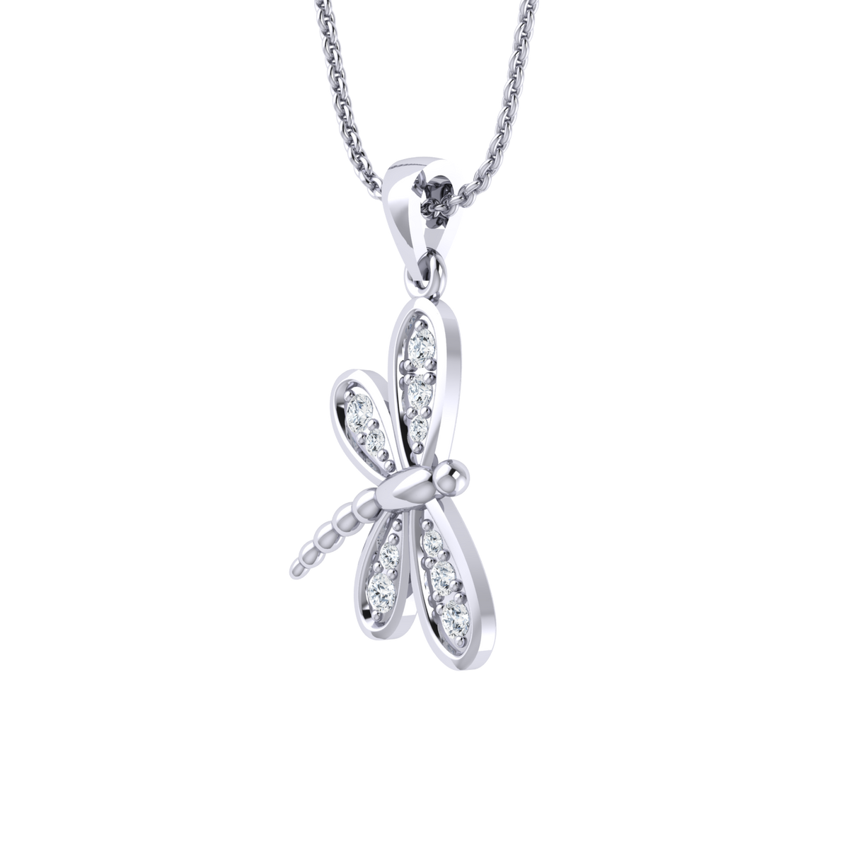White Gold Diamond Pendant - Sparkling Wings [wg]