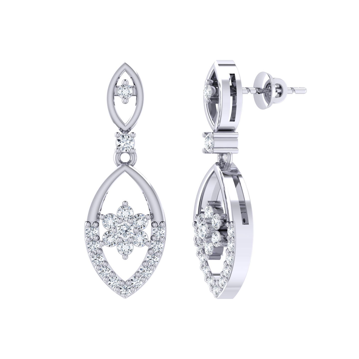 White Gold Diamond Earrings - Sparkling Memory [wg]