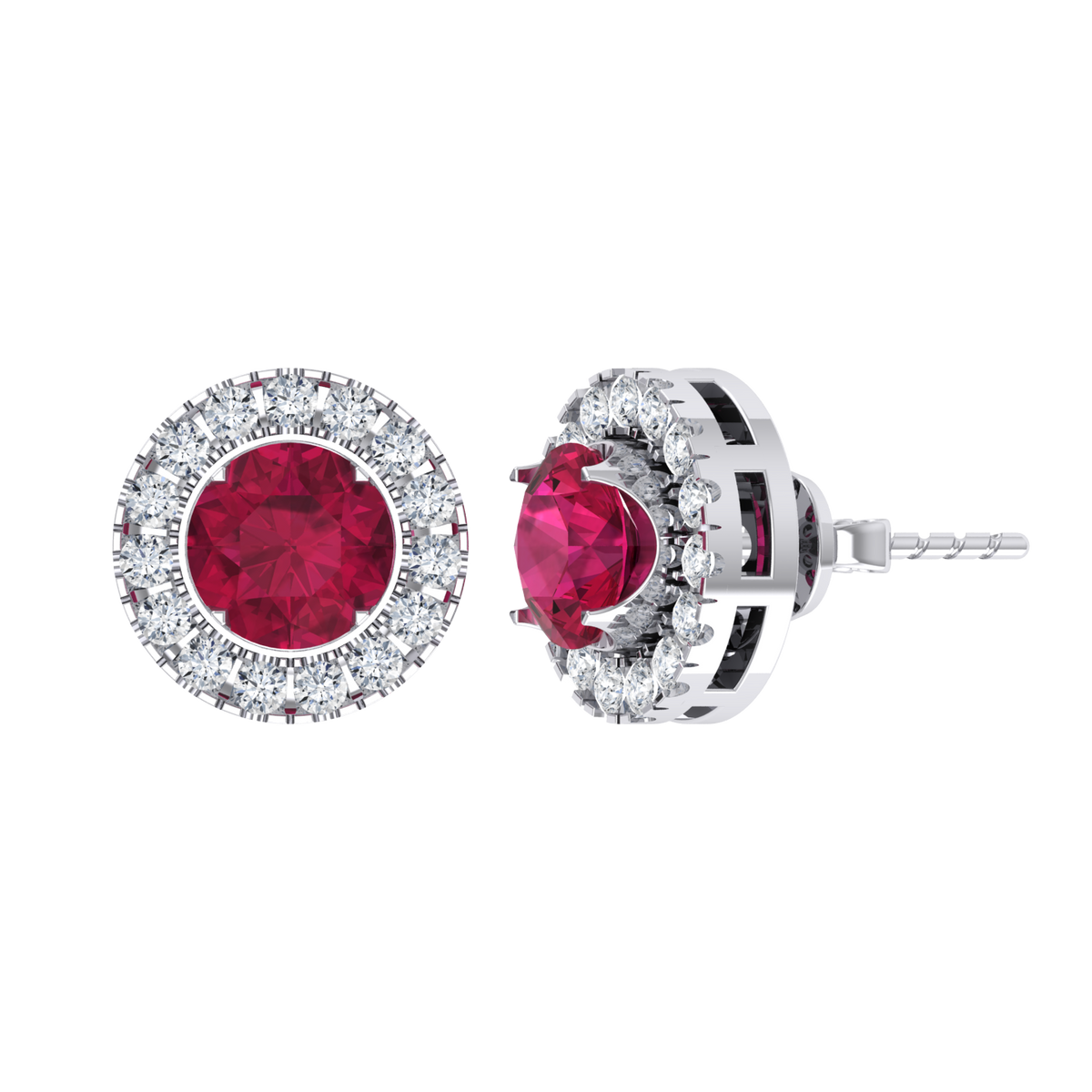 White Gold Diamond Earrings - Crimson Glow [wg]