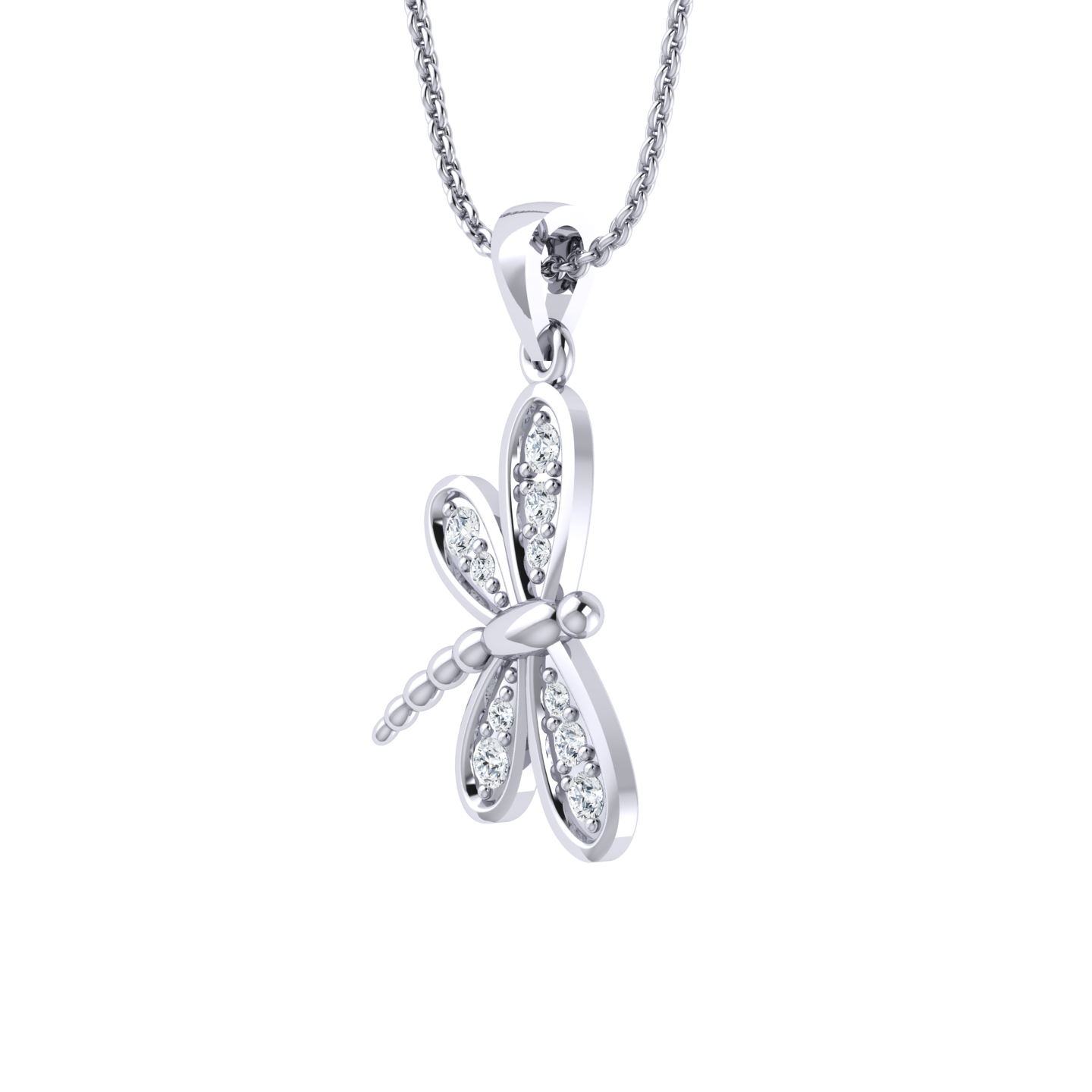 White Gold Diamond Pendant - Sparkling Wings [wg]