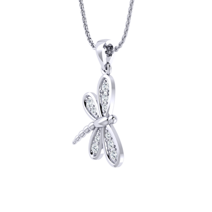 White Gold Diamond Pendant - Sparkling Wings [wg]
