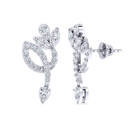 White Gold Diamond Earrings - Floral Beauty [wg]